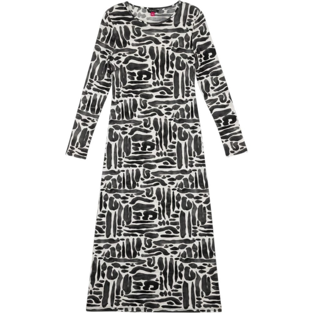 Vince Camuto Women's Lucent White Black Abstract Mesh Maxi Dress V5264701 L NEW